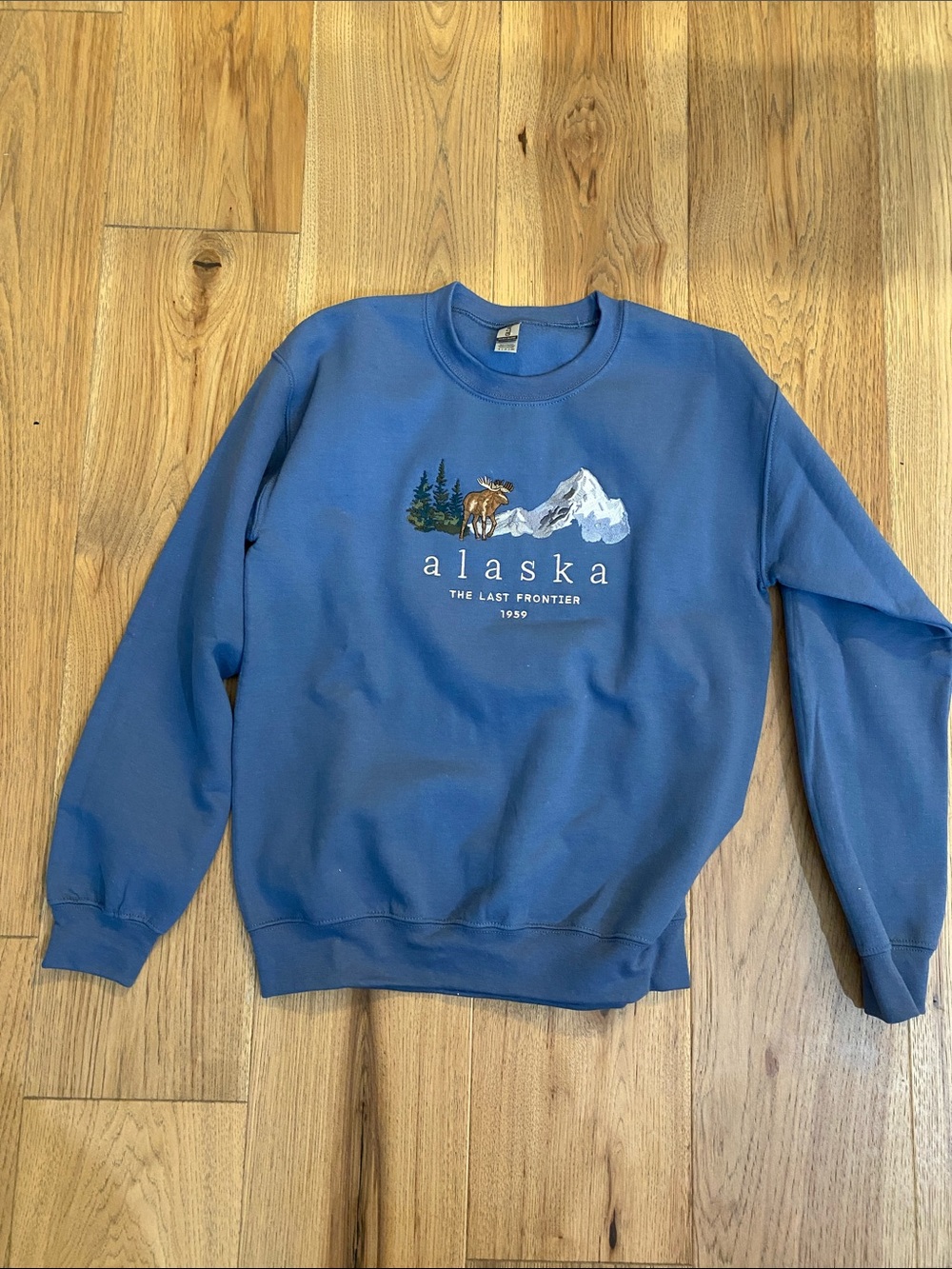 Gildan Blue Alaska Graphic Crewneck Sweatshirt